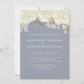 Elegante Wasserfarbe Elfenbeinfarbene Rose Blumenb Einladung (Vorderseite)