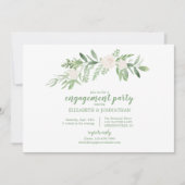 Elegante Wasserfarbe Elfenbeinfarbene Rose Engagem Einladung (Vorderseite)