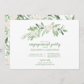 Elegante Wasserfarbe Elfenbeinfarbene Rose Engagem Einladung (Vorne/Hinten)