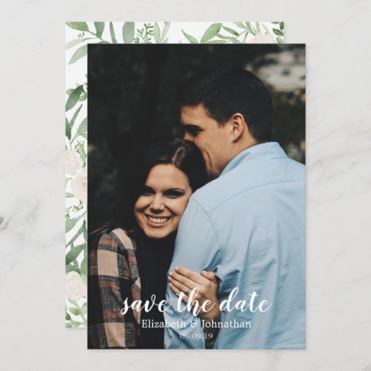 Elegante Wasserfarbe Elfenbeinhochzeit Sichern Sie Einladung (Vorne/Hinten)