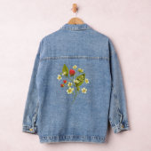 Elegante Wasserfarbe Erdbeere Pflanze mit Blume Jeansjacke (Hangar)