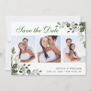 Elegante Wasserfarbe Eukalyptus 3 FOTO Hochzeit Save The Date