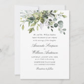 Elegante Wasserfarbe Eukalyptus Bohemisch Hochzeit Einladung (Vorderseite)