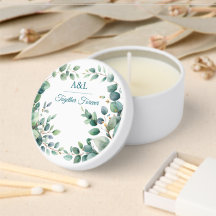 Elegante Wasserfarbe-Eukalyptus-Hochzeitskerze
