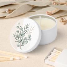 elegante Wasserfarbe-Eukalyptus-Hochzeitskerze – P