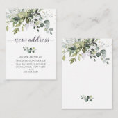 Elegante Wasserfarbe Eukalyptus Moving Ankündigung Begleitkarte (Vorne/Hinten)