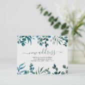 Elegante Wasserfarbe Eukalyptus Moving Ankündigung Postkarte (Stehend Vorderseite)