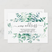 Elegante Wasserfarbe Eukalyptus Moving Ankündigung Postkarte (Vorne/Hinten)