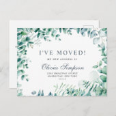 Elegante Wasserfarbe Eukalyptus Moving Ankündigung Postkarte (Vorne/Hinten)