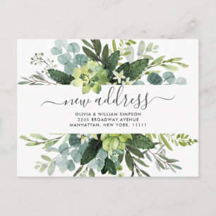 Elegante Wasserfarbe Eukalyptus Moving Ankündigung Postkarte