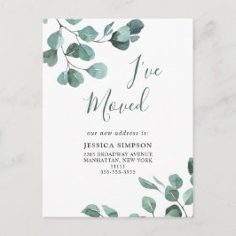 Elegante Wasserfarbe Eukalyptus Moving Ankündigung Postkarte