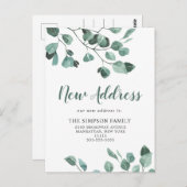 Elegante Wasserfarbe Eukalyptus Moving Ankündigung Postkarte (Vorne/Hinten)