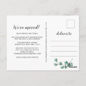 Elegante Wasserfarbe Eukalyptus Moving Ankündigung Postkarte (Rückseite)