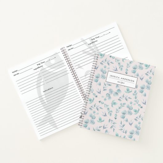 Elegante Wasserfarbe Eukalyptus Personalisiert Rez Notizblock (Innenseite)