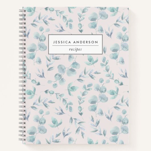 Elegante Wasserfarbe Eukalyptus Personalisiert Rez Notizblock (Vorderseite)