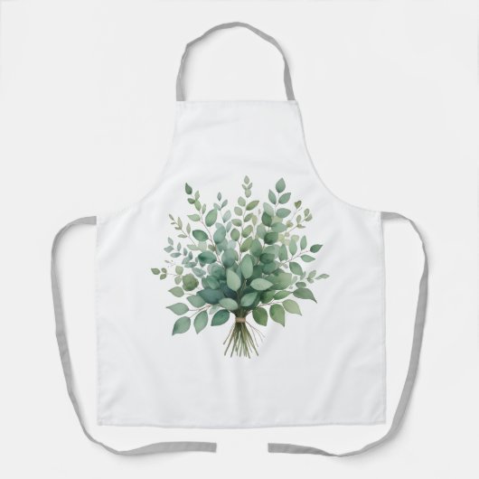 Elegante Wasserfarbe-Eukalyptus-Sträußeschürze Schürze (Vorderseite)