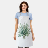 Elegante Wasserfarbe-Eukalyptus-Sträußeschürze Schürze (Getragen)
