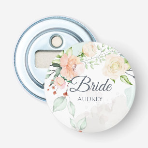Elegante Wasserfarbe Floral Braut Personalisiert Flaschenöffner