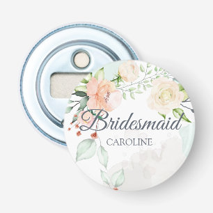 Elegante Wasserfarbe Floral Brautjungfer Personali Flaschenöffner