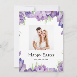 Elegante Wasserfarbe Floral Foto Frohe Ostern Kart Feiertagskarte