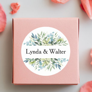 Elegante Wasserfarbe Floral Hochzeit nach Maß Runder Aufkleber