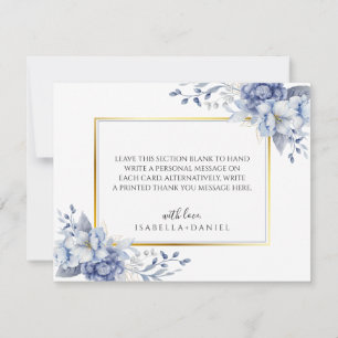 Elegante Wasserfarbe Floral Powder Blau Hochzeit Dankeskarte