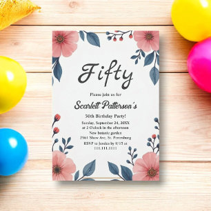 Elegante Wasserfarbe Floral Sommer Chic Geburtstag Einladung