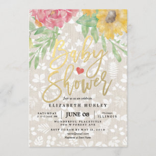 Elegante Wasserfarbe Florale Babyshower-Einladung Einladung