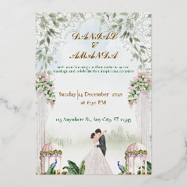 Elegante Wasserfarbe Florale Garten Hochzeitseinla Folieneinladung