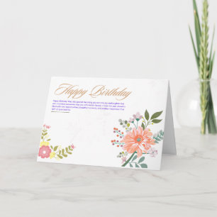 Elegante Wasserfarbe Florale Geburtstagsgrüße  Karte