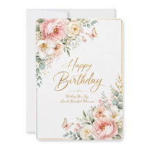 Elegante Wasserfarbe Florale Happy Birthday Karte