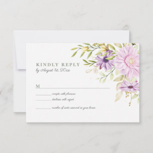 Elegante Wasserfarbe Florale Hochzeits-RSVP-Karte RSVP Karte