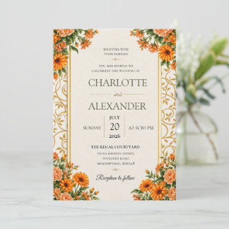 Elegante Wasserfarbe Florale Hochzeitseinladung Einladung