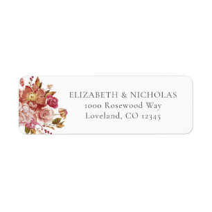 Elegante Wasserfarbe Florale Hochzeitsrücksendeadr
