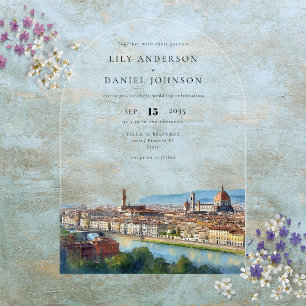 Elegante Wasserfarbe Florenz Italienische Hochzeit Acryleinladungen