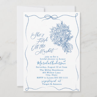 Elegante Wasserfarbe frisch vom Markt Bridal Sh Einladung