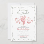 Elegante Wasserfarbe frisch vom Markt Bridal Sh Einladung (Vorderseite)