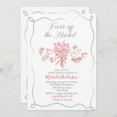 Elegante Wasserfarbe frisch vom Markt Bridal Sh Einladung (Vorne/Hinten)