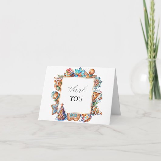 Elegante Wasserfarbe Frohe Weihnachtsdusche als Dankeskarte (Vorderseite)