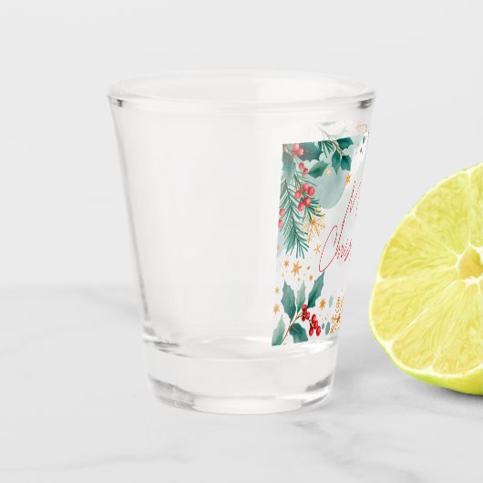 Elegante Wasserfarbe Frohe Weihnachtsschuss Glas (Links)