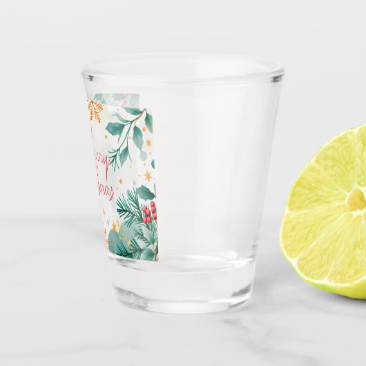 Elegante Wasserfarbe Frohe Weihnachtsschuss Glas (Rechts)