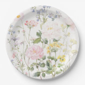 Elegante Wasserfarbe-Garten-Blumenhochzeit Pappteller (Vorderseite)