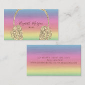 Elegante Wasserfarbe, Gold Glitzer Headphone DJ Visitenkarte (Vorne/Hinten)