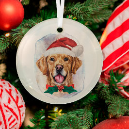 Elegante Wasserfarbe Golden Retriever Weihnachten Ornament Aus Glas