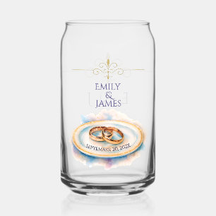 Elegante Wasserfarbe Goldene Rose Hochzeiten Dosenglas