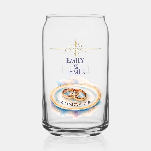 Elegante Wasserfarbe Goldene Rose Hochzeiten Dosenglas (Rückseite)