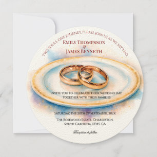 Elegante Wasserfarbe Goldene Rose Hochzeiten Einladung