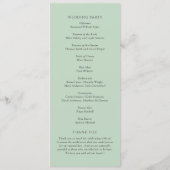 Elegante Wasserfarbe-Grün-Botanik-Hochzeit Programm (Rückseite)
