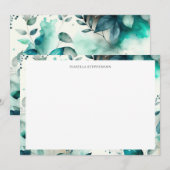 Elegante Wasserfarbe Grün Botanisch Personalisiert Dankeskarte (Vorne/Hinten)
