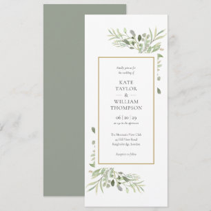 Elegante Wasserfarbe-Grün-Hochzeit Einladung